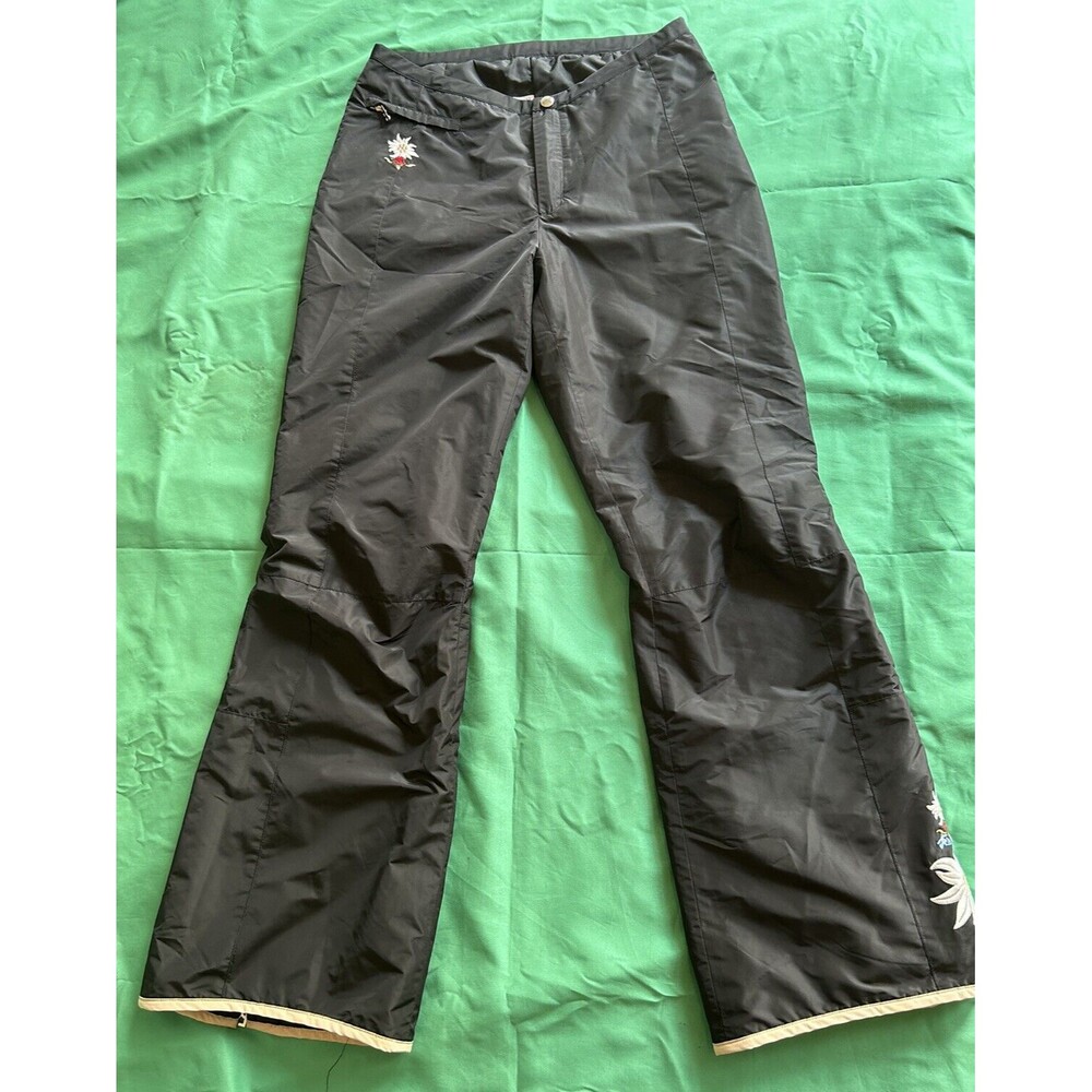 Bogner Embroidered Polyester Ski Pants size 8 Black Floral Rare